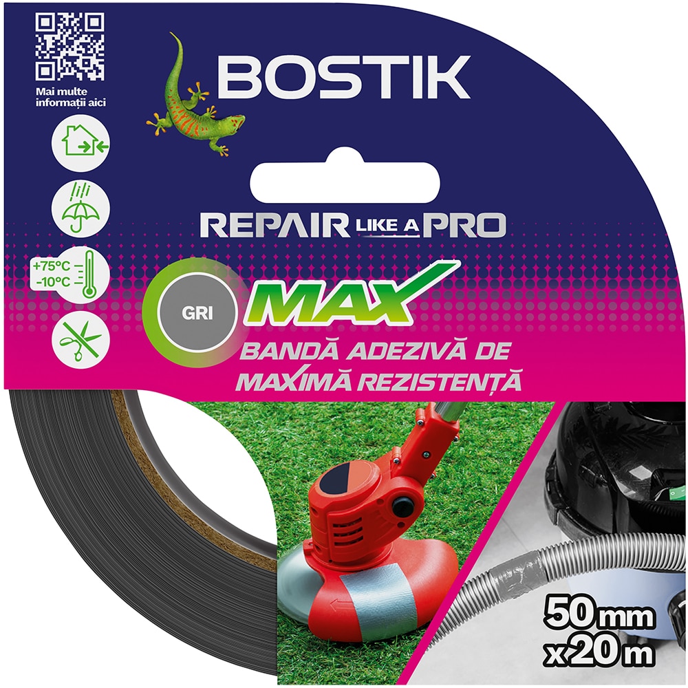 Banda adeziva maxima rezistanta BOSTIK, 50mm x 20m, gri
