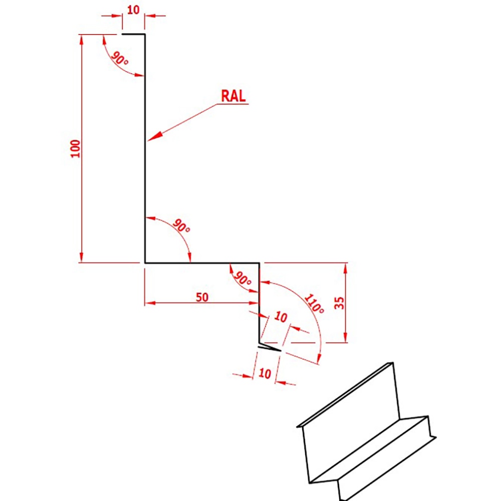 Dolie perete SMART, Click, RAL 7016 Mat, 2 m