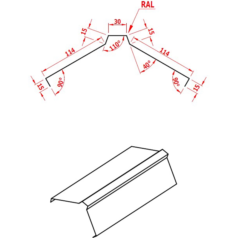 Coama dreapta SMART, Click, RAL 7016 Mat, 2 m