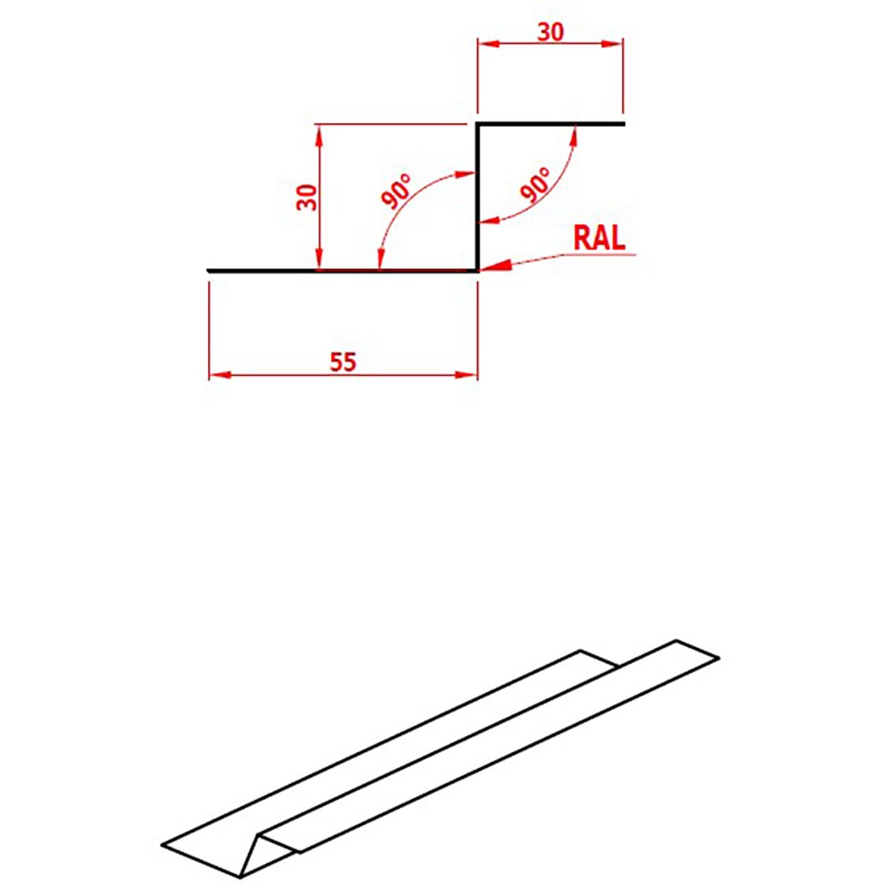 Profil agatare coama SMART, Click, RAL 7016 Mat, 2 m