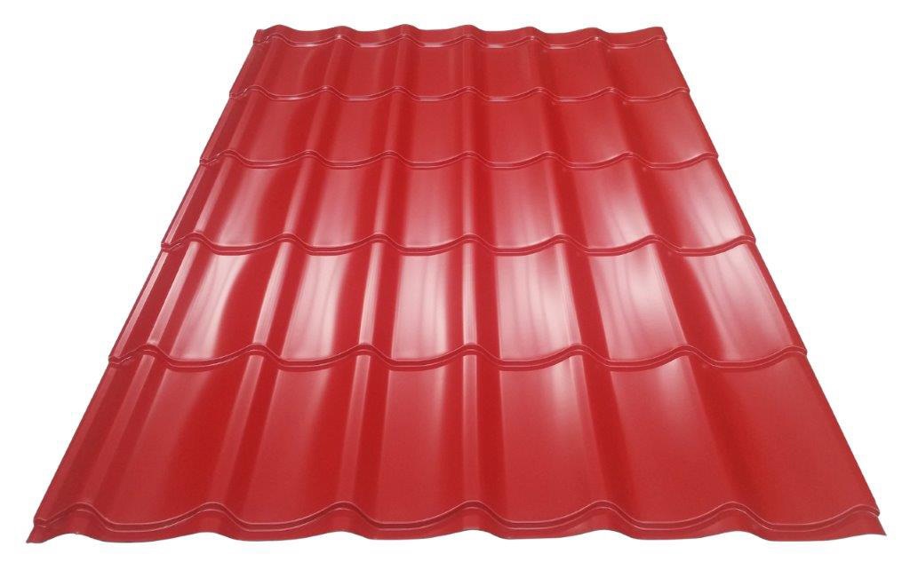 Tigla metalica, Rosu, RAL 3011, 0,4 mm x 185 x 120 cm, lucios, 2,22 mp • Bravo 