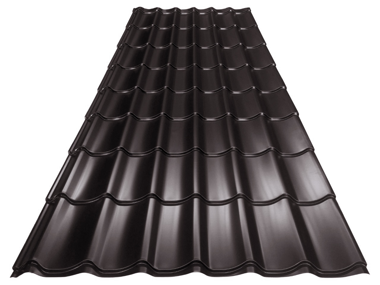 Tigla metalica, Maro, RAL 8019, 0,4 mm x 220 x 120 cm, lucios, 2,64 mp  Bravo 