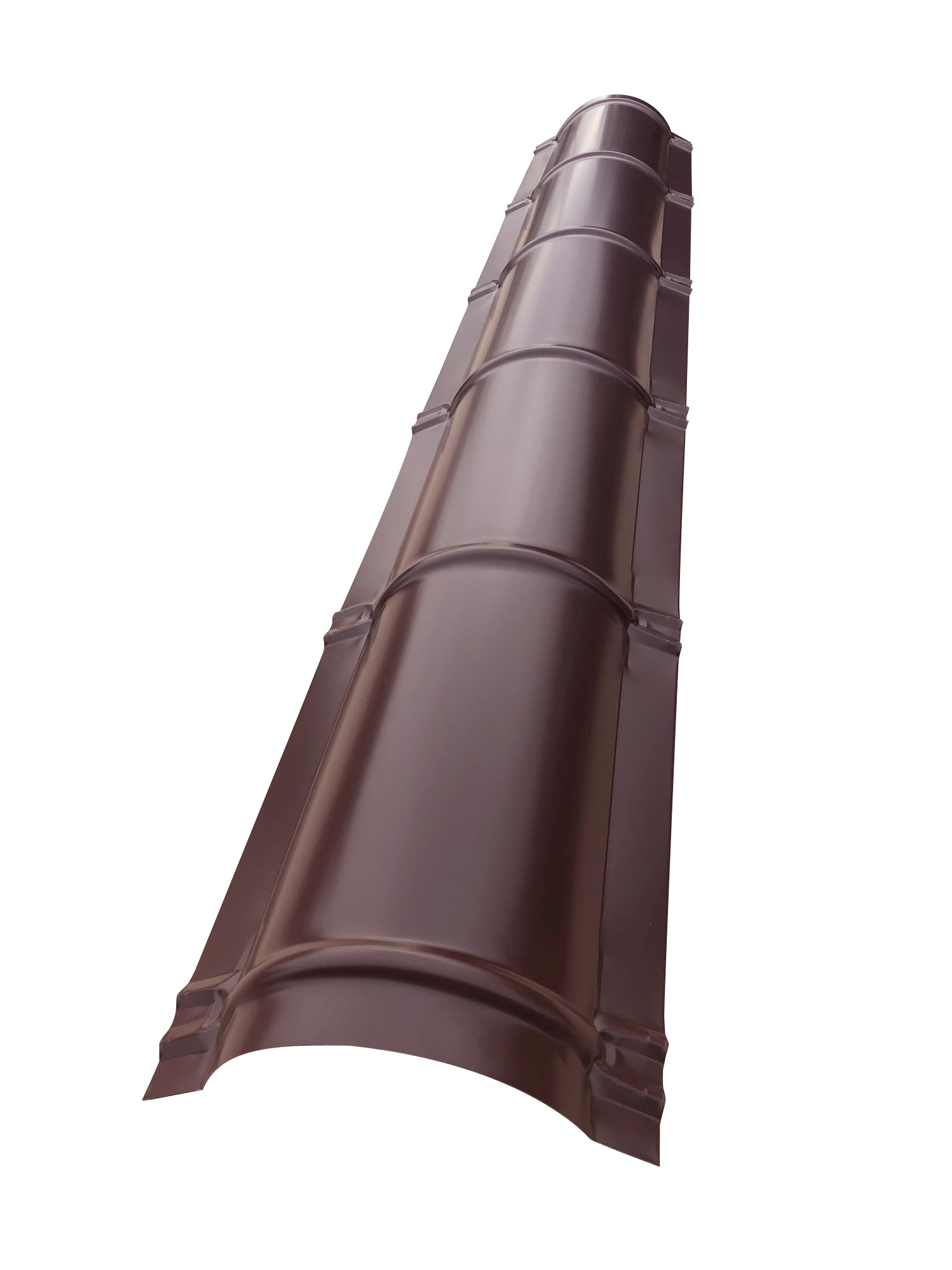 Coama rotunda nervurata, maro, RAL 8017, lungime 2, grosime 0.45 mm • Bravo