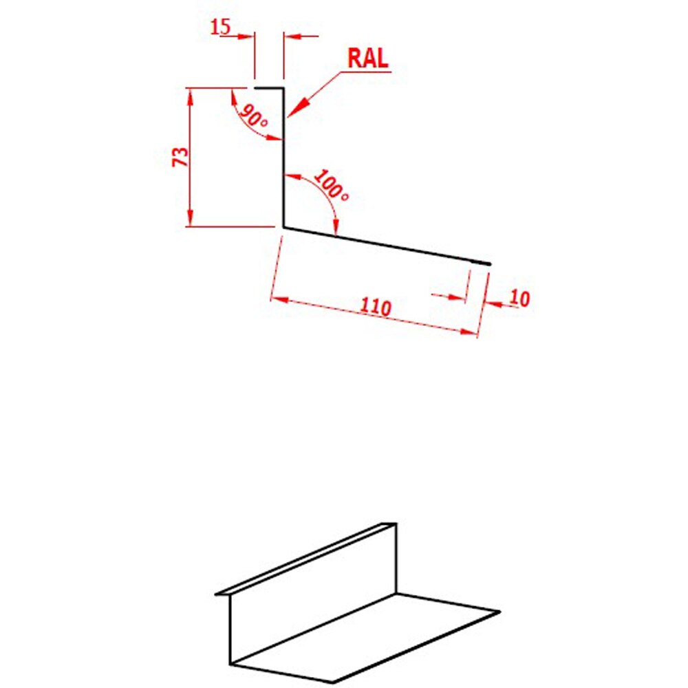 Cornier calcan RAL 9005 SMART, 208 mm x 0.4 mm, 2 m, negru