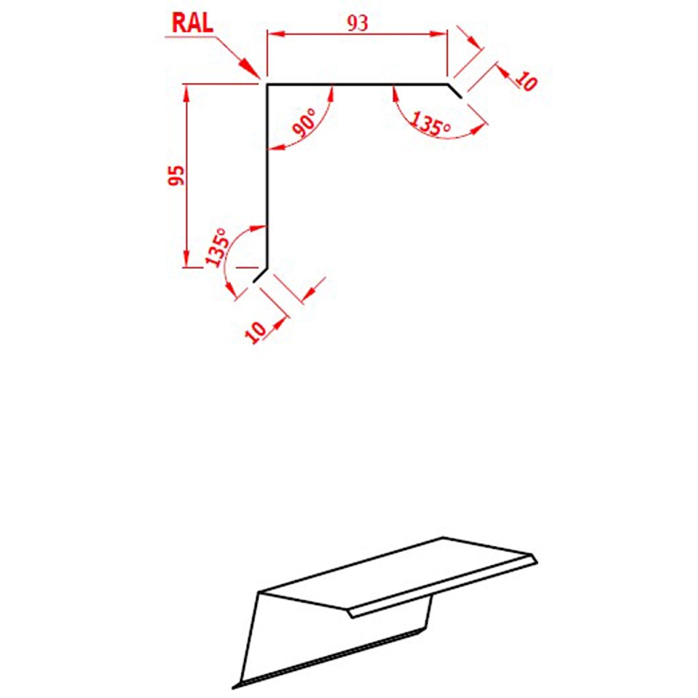 Cornier margine RAL 9005 SMART, 208 mm x 0.4 mm, 2 m, negru