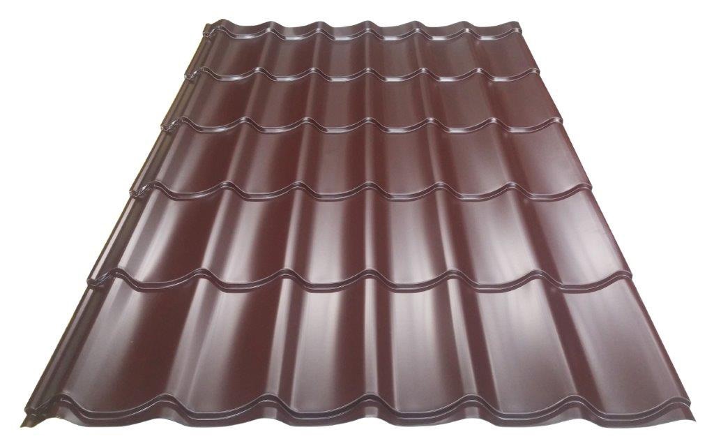 Tigla metalica, Maro, RAL 8017, 0,45 mm x 185 x 120 cm, lucios, 2,22 mp  Bravo 