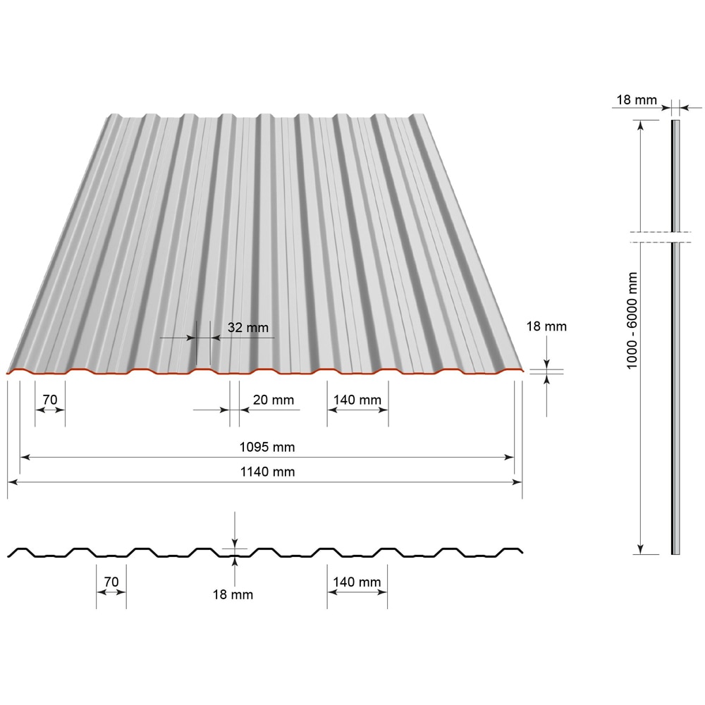 Tabla cutata, maro, RAL 8017, H18, 0.35 mm x 2 m x 1.13 m