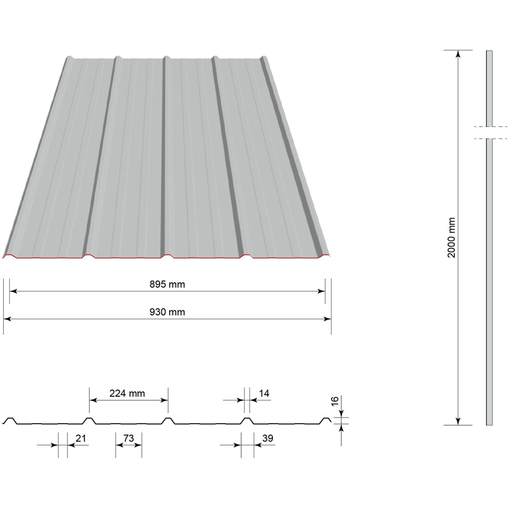 Tabla cutata Bravo, T15, maro lucios, RAL 8017, 200 x 91 cm, grosime 0.25 mm