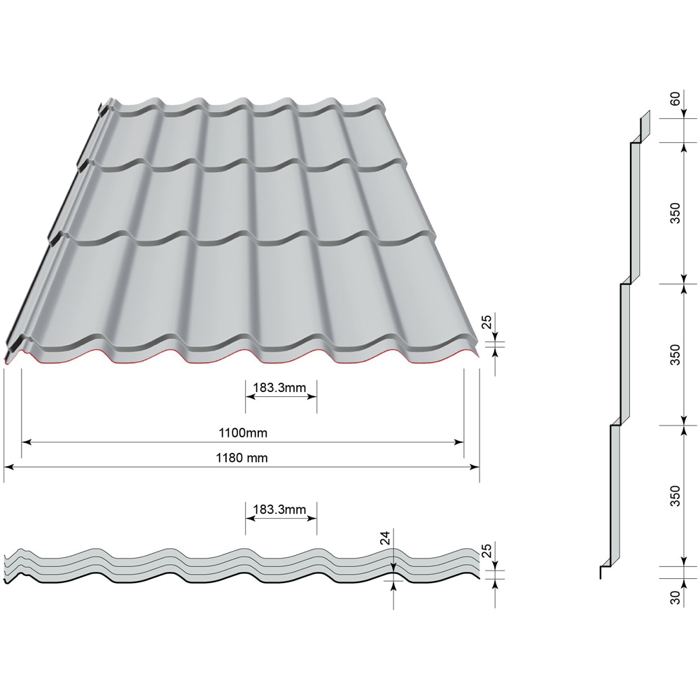 Placa metalica BASIC RAL 7016, 1.18 x 2.2 m, gri mat