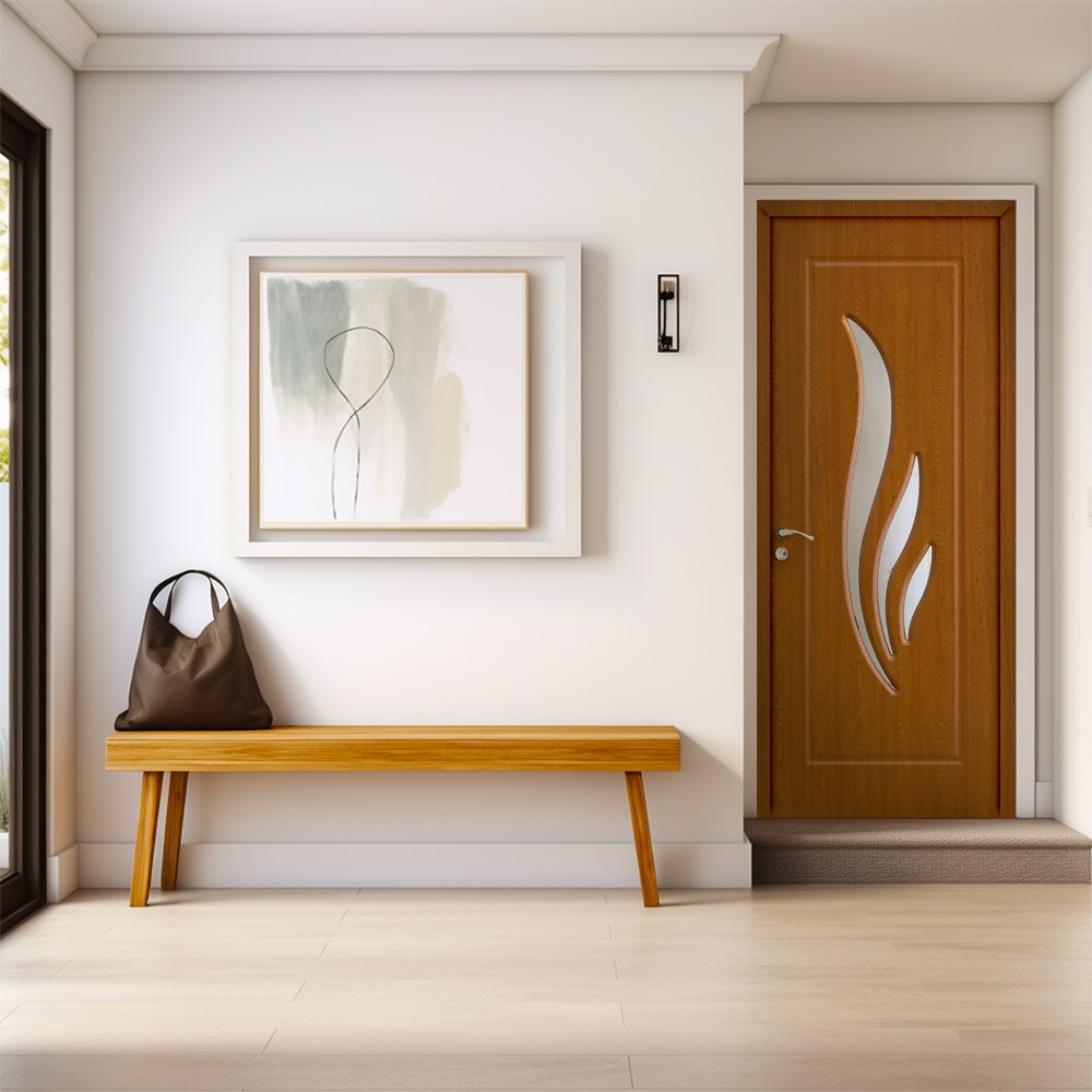 Usa interior OP071, cu geam, reversibila, MDF, 60 x 204 cm, stejar