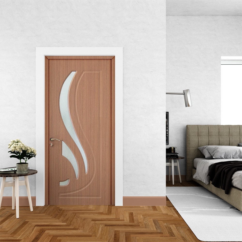 Usa interior OP154, cu geam, reversibila, MDF, 80 x 204 cm, stejar