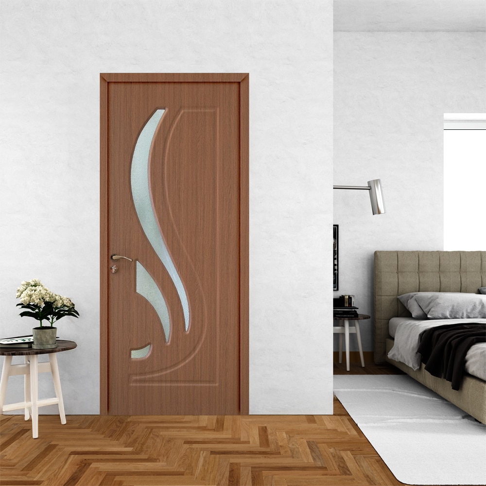 Usa interior OP154, cu geam, reversibila, MDF, 80 x 204 cm, stejar