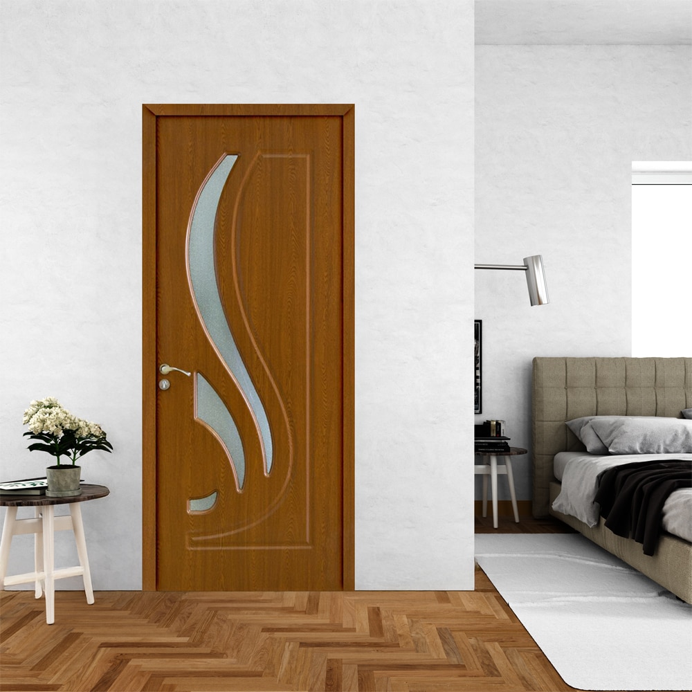 Usa interior OP154, cu geam, reversibila, MDF, 70 x 204 cm, stejar