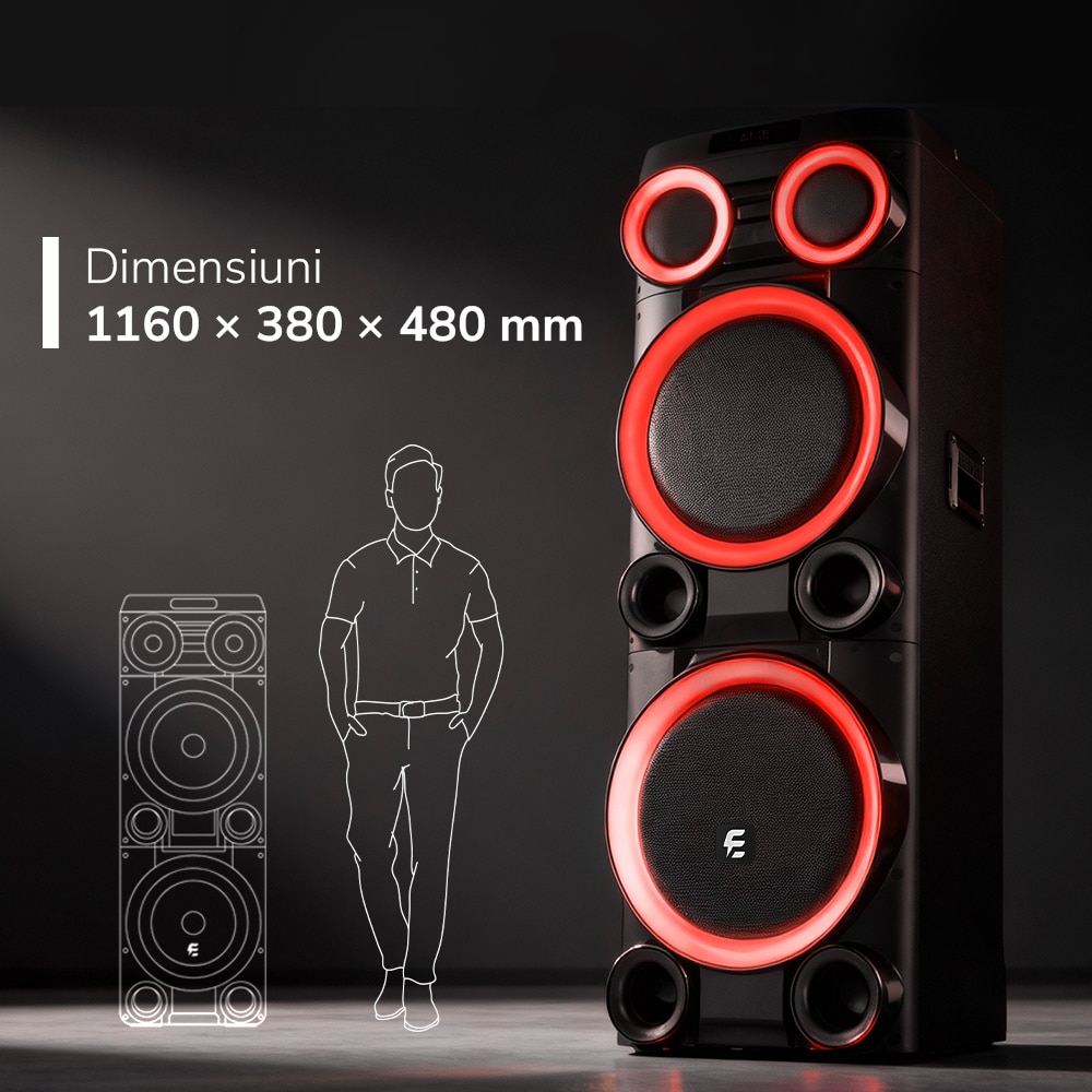 Sistem audio E-BODA Monster Party M200, 400W, Bluetooth, USB, negru