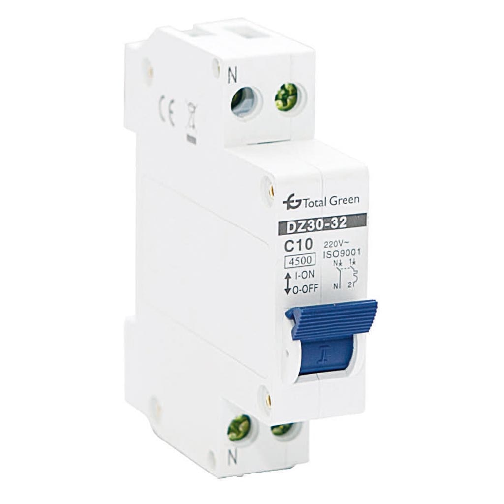 Disjunctor electric faza + nul 10 A, 6 kA, 220 - 240 V, 50 - 60 Hz  Total Green