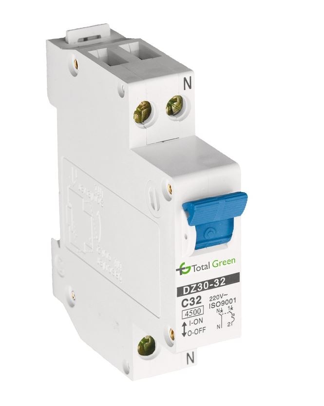 Disjunctor electric faza + nul 16 A, 5 kA, 220 - 240 V, 50 - 60 Hz Total Green