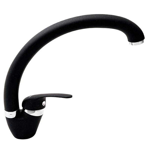 Pachet chiuveta PYRAMIS Econom, 1 cuva, picurator reversibil, compozit granit + baterie, negru