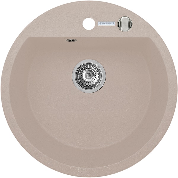 Pachet chiuveta PYRAMIS Round Elegant, compozit granit + baterie, bej
