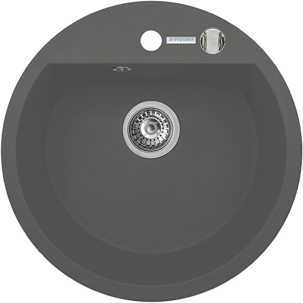 Pachet chiuveta PYRAMIS Round Elegant, compozit granit + baterie, gri
