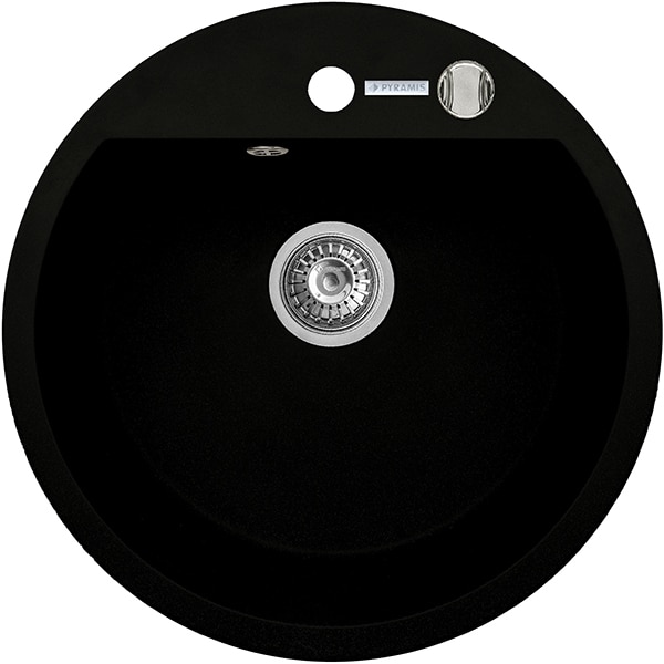 Pachet chiuveta PYRAMIS Round Elegant, compozit granit + baterie, carbune