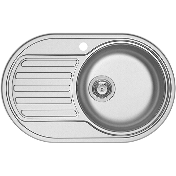 Pachet chiuveta PYRAMIS SR Mini, 1 cuva, picurator stanga, inox texturat + baterie, gri