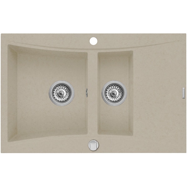 Pachet chiuveta PYRAMIS Pyrsoft Magico Extra, 2 cuve, picurator reversibil, compozit granit + baterie 202100273, bej