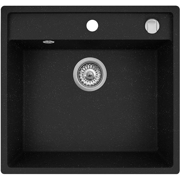 Pachet chiuveta PYRAMIS Pyrsoft Magico Square, compozit granit + baterie 202100288, negru