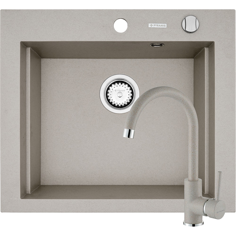 Pachet chiuveta PYRAMIS Chiuveta Altexia Bell Square 57, compozit granit + baterie, bej