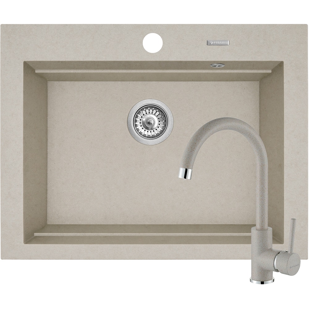 Pachet chiuveta PYRAMIS Chiuveta Altexia Bell Square 67, compozit granit + baterie, bej