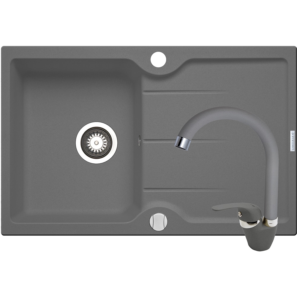 Pachet chiuveta PYRAMIS Chiuveta Altexia Bell 78, 1 cuva, picurator reversibil, compozit granit + baterie, gri