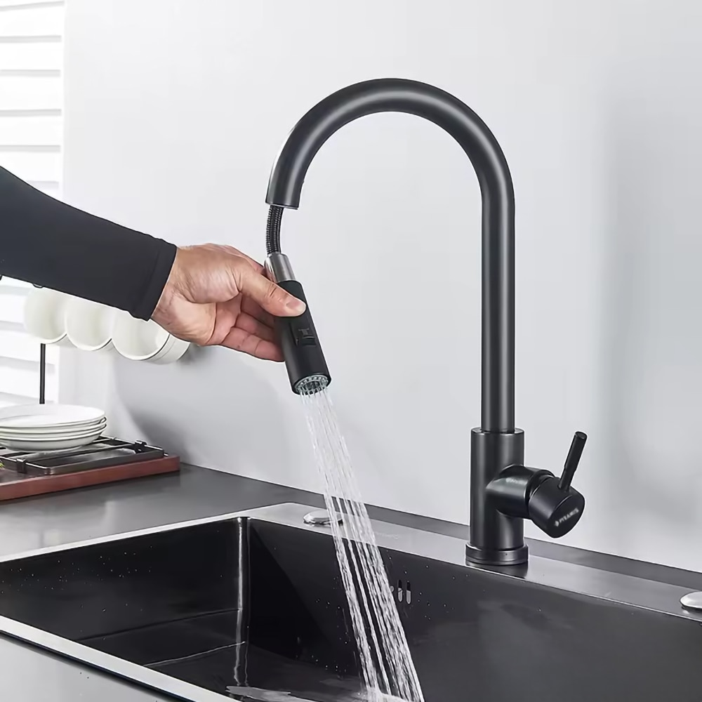 Baterie bucatarie PYRAMIS Eco Idea, dus extractibil, alama, negru