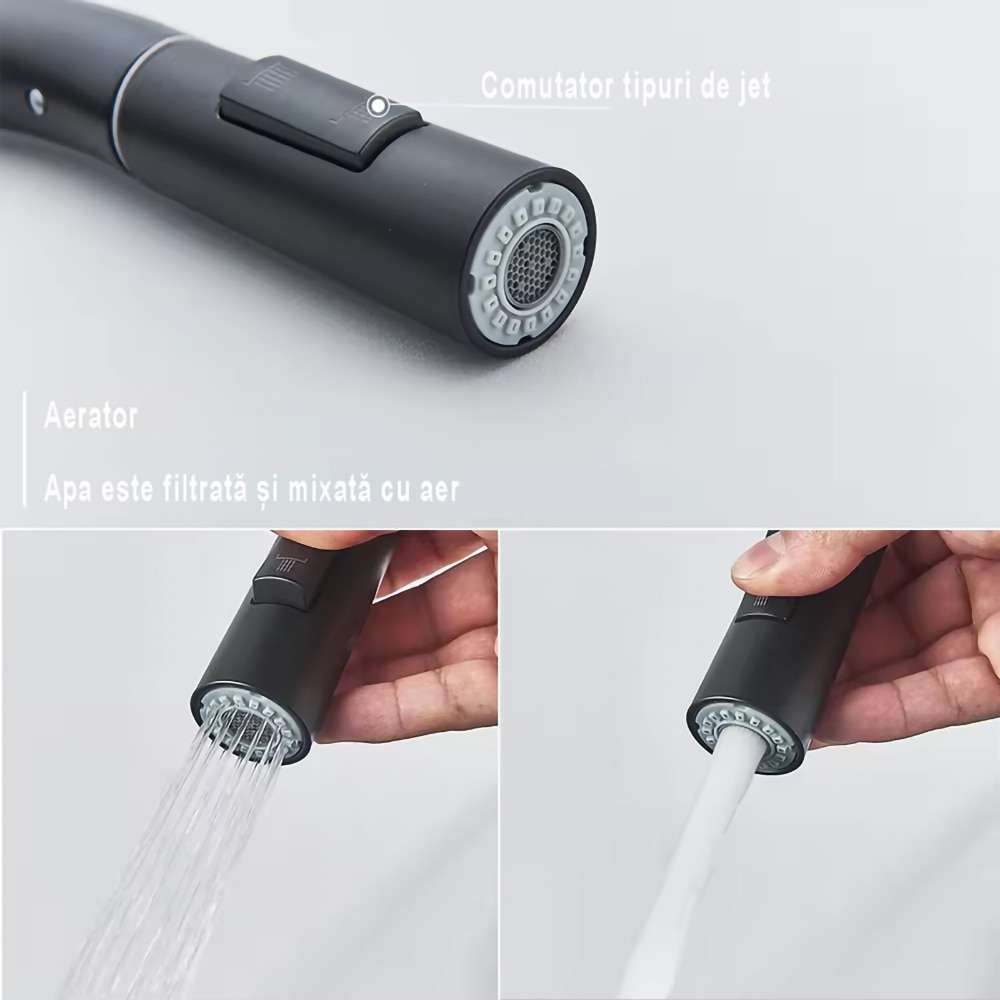 Baterie bucatarie PYRAMIS Eco Idea, dus extractibil, alama, negru