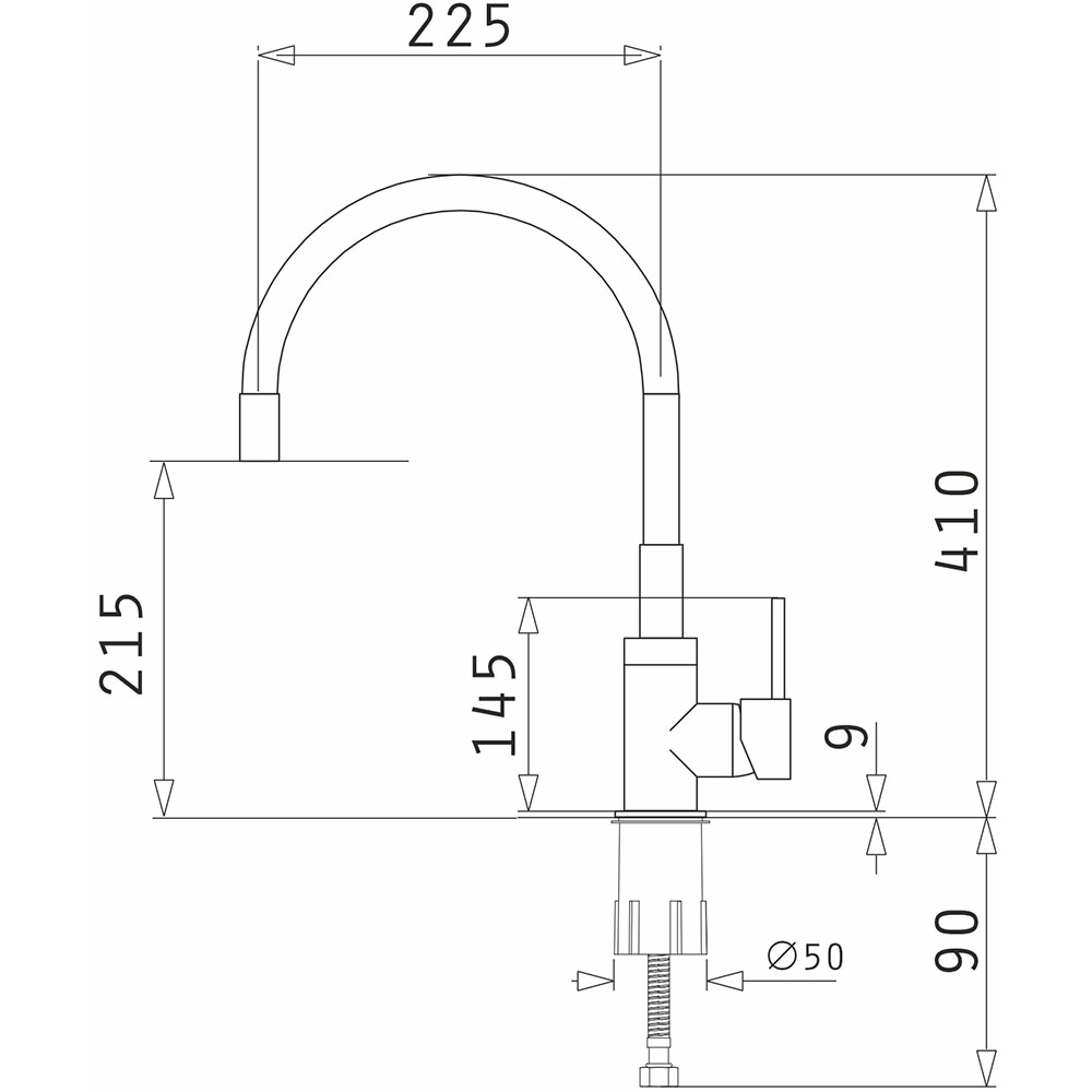Baterie bucatarie PYRAMIS Eco Idea, dus extractibil, alama, gri