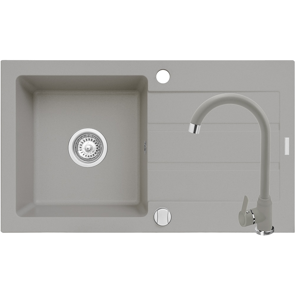 Pachet chiuveta PYRAMIS Altexia Eco Smart, 1 cuva, picurator reversibil, compozit granit + baterie, gri