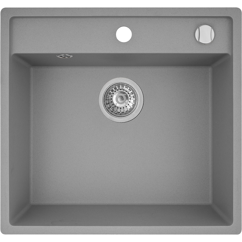 Pachet chiuveta PYRAMIS Pyrsoft Magico Square, compozit granit + baterie, gri