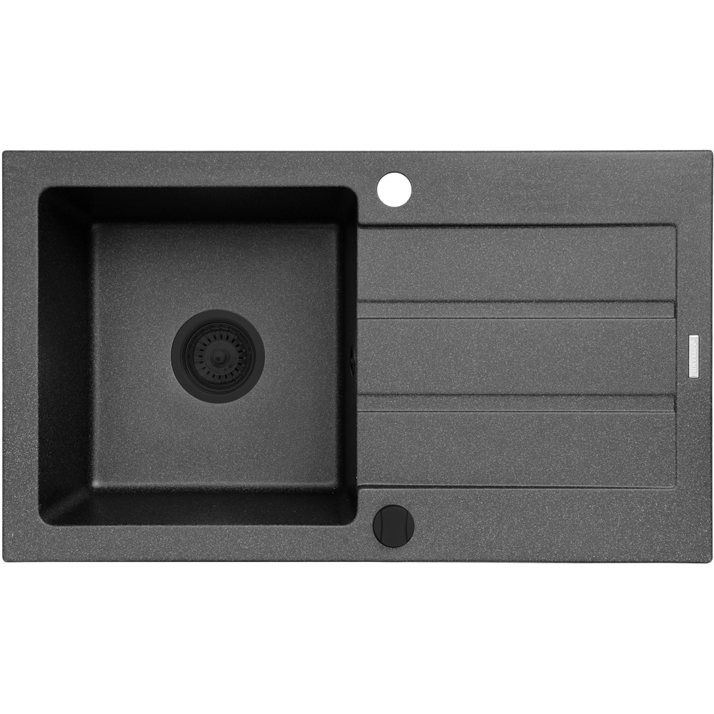 Pachet chiuveta PYRAMIS Star 76, 1 cuva, picurator reversibil, compozit granit + baterie, negru