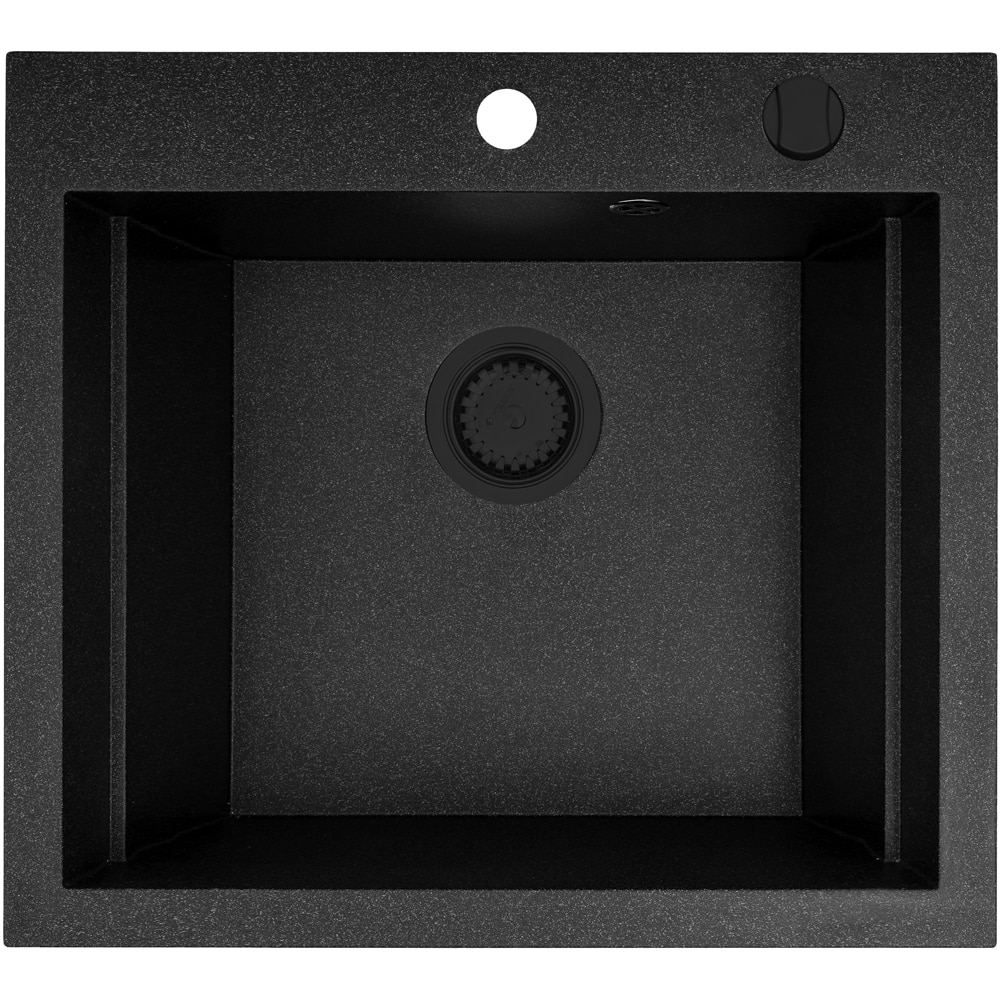 Pachet chiuveta PYRAMIS Elegance 57, 1 cuva, compozit granit + baterie, negru