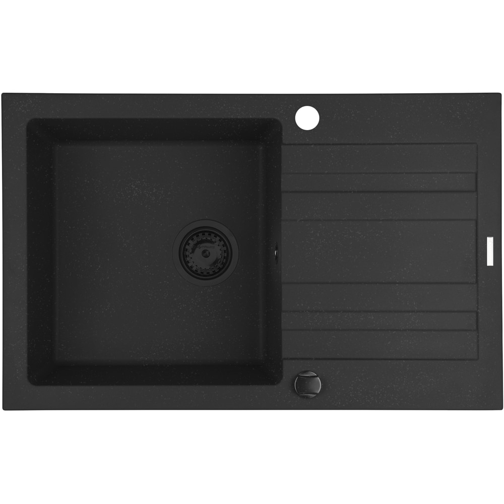 Pachet chiuveta PYRAMIS Flex 79, 1 cuva, picurator reversibil, compozit granit + baterie, negru