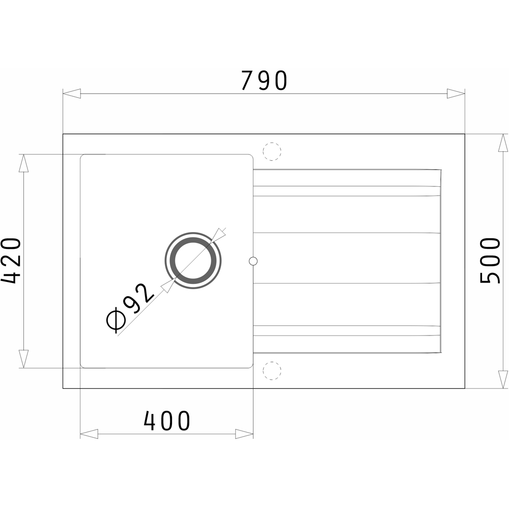 Pachet chiuveta PYRAMIS Flex 79, 1 cuva, picurator reversibil, compozit granit + baterie, negru