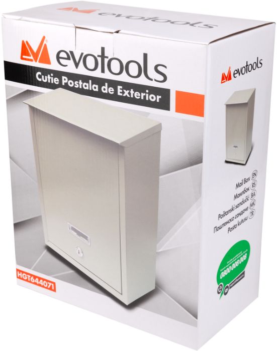 Cutie postala, exterior, 260 x 335 x 100 mm, gri 
