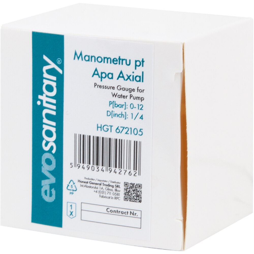 Manometru EVOTOOLS MAN10-BACK, 1/4", plastic