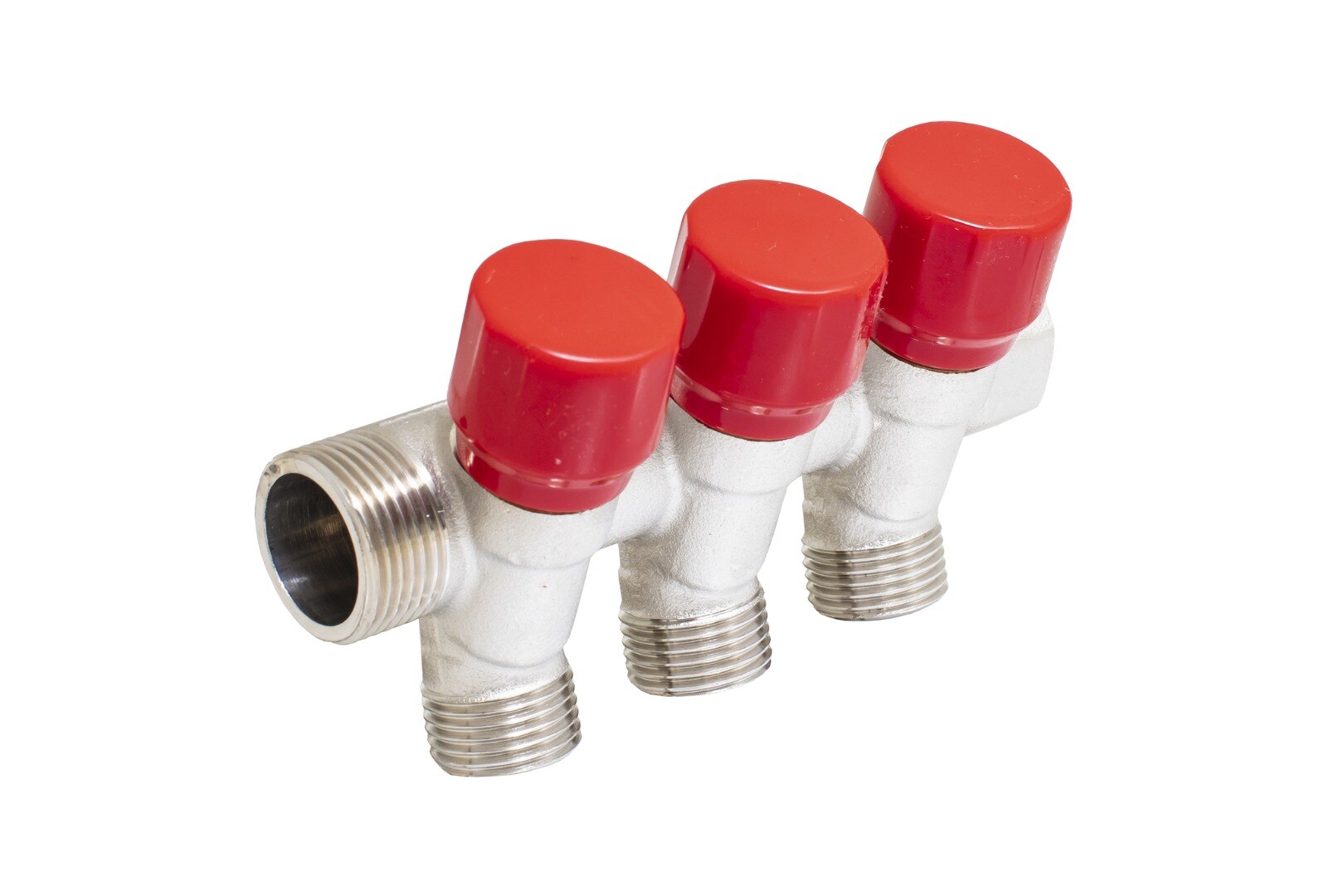 Distribuitor robinet, 3 iesiri, racord 3/4, rosu