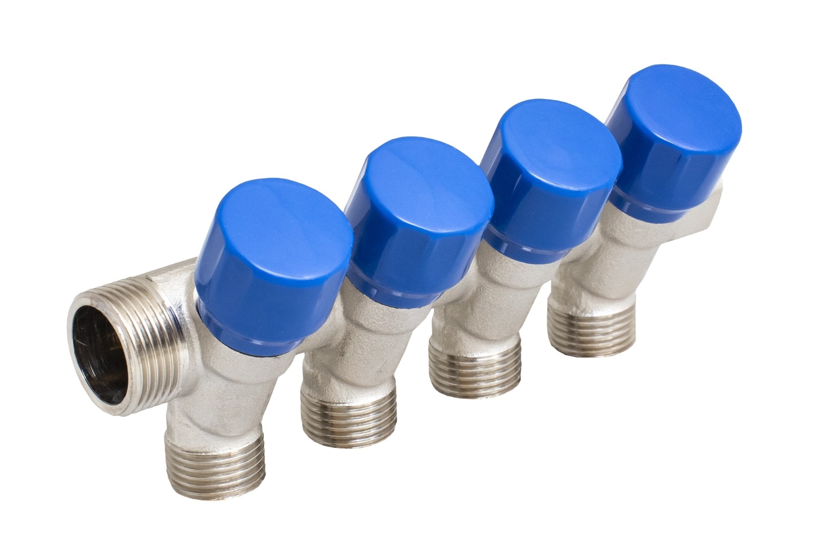 Distribuitor robinet, 4 iesiri, racord 3/4, albastru