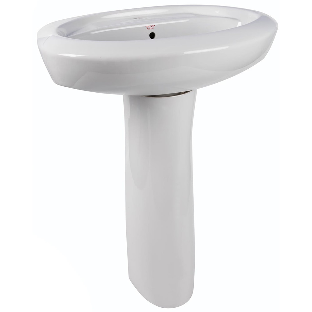 Lavoar baie si piedestal ceramica, alb lucios, montare pe perete, 56 cm