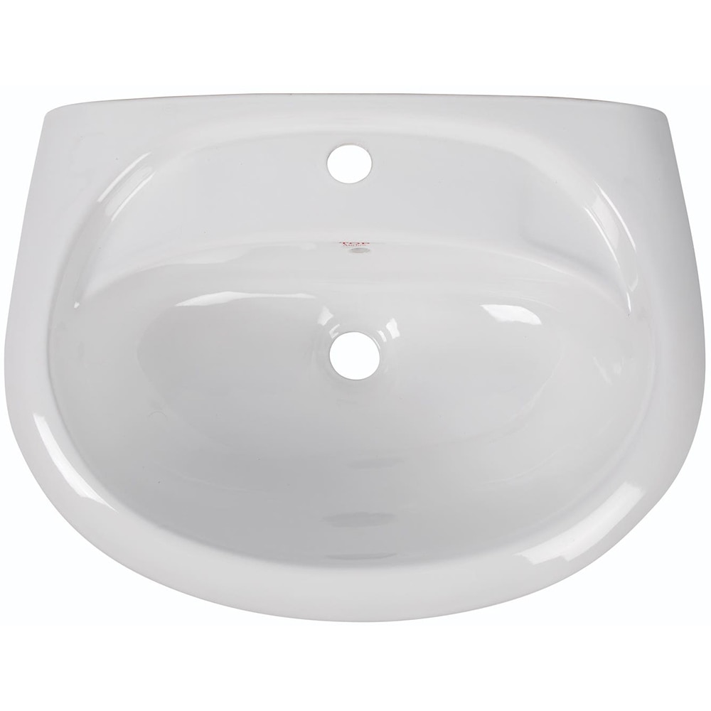 Lavoar baie si piedestal ceramica, alb lucios, montare pe perete, 56 cm