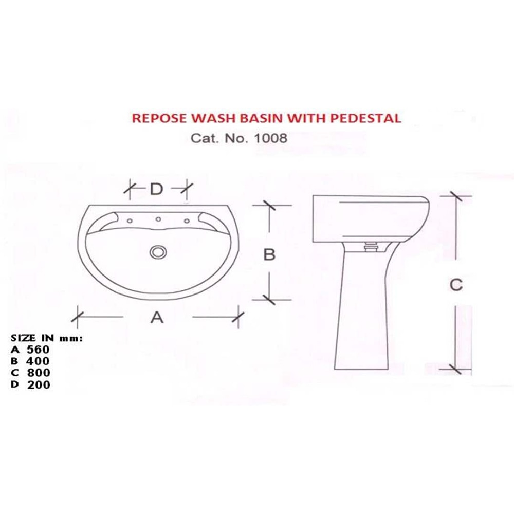 Lavoar baie si piedestal ceramica, alb lucios, montare pe perete, 56 cm