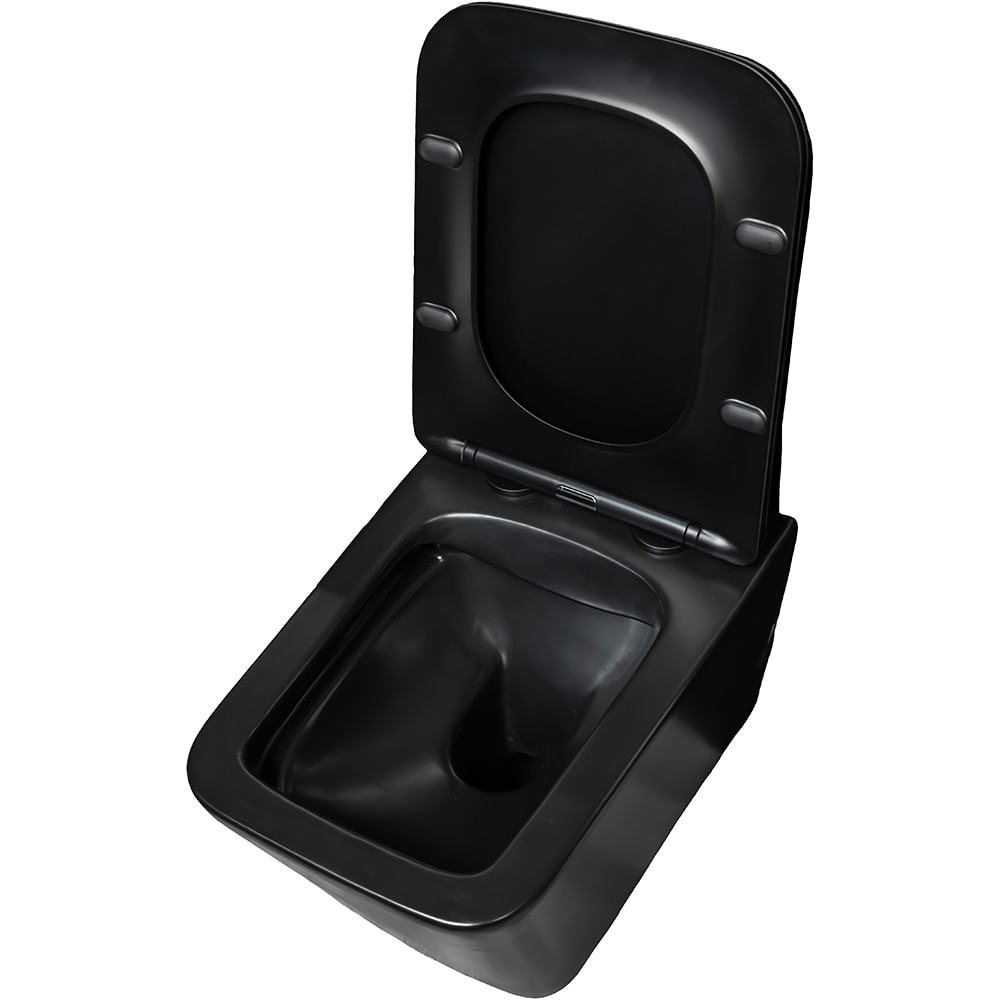 Vas WC suspendat TR-B1255W, rimless, ceramica, 36 x 52 x 34 cm, negru