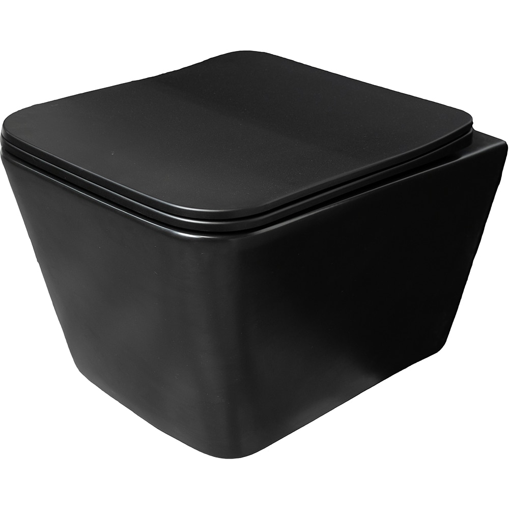 Vas WC suspendat TR-B1255W, rimless, ceramica, 36 x 52 x 34 cm, negru