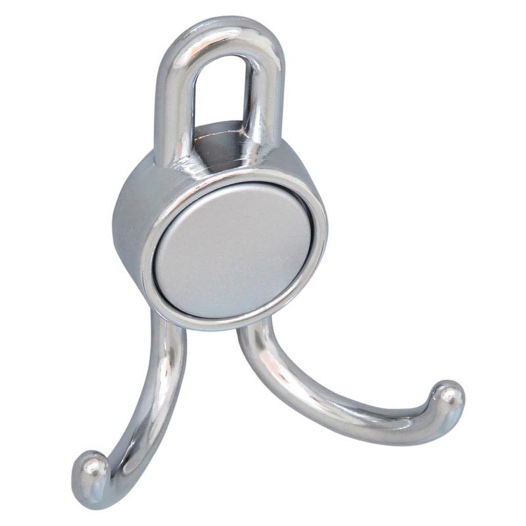 Cuier metalic, 2 carlige, cromat lucios 