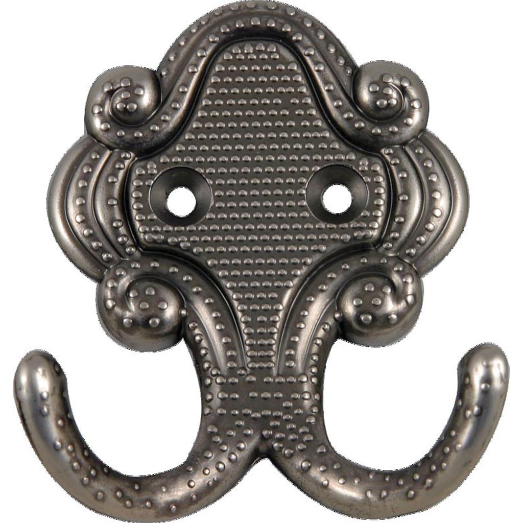 Cuier metalic, 2 carlige, gri antichizat 